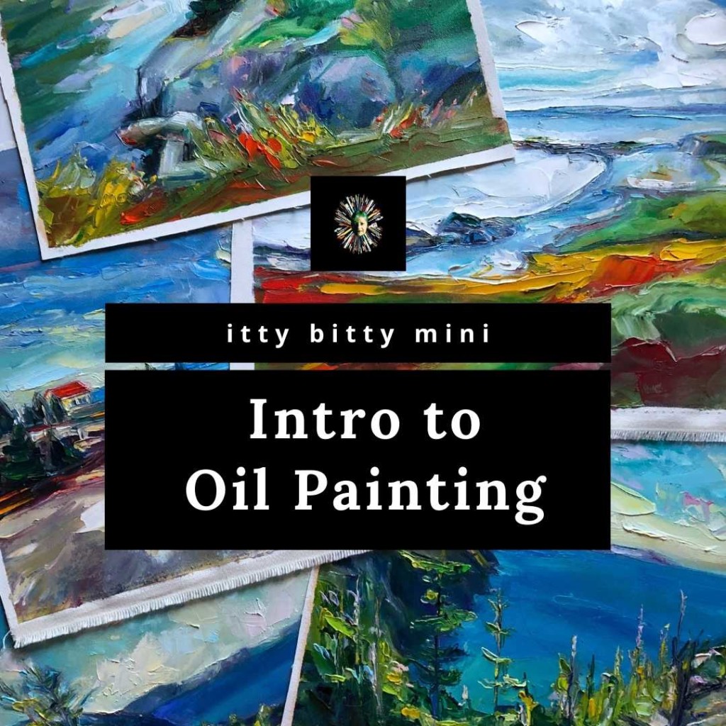 this is the cover of my Intro to oil painting course - it was designed to make it easy to start oil painting.  