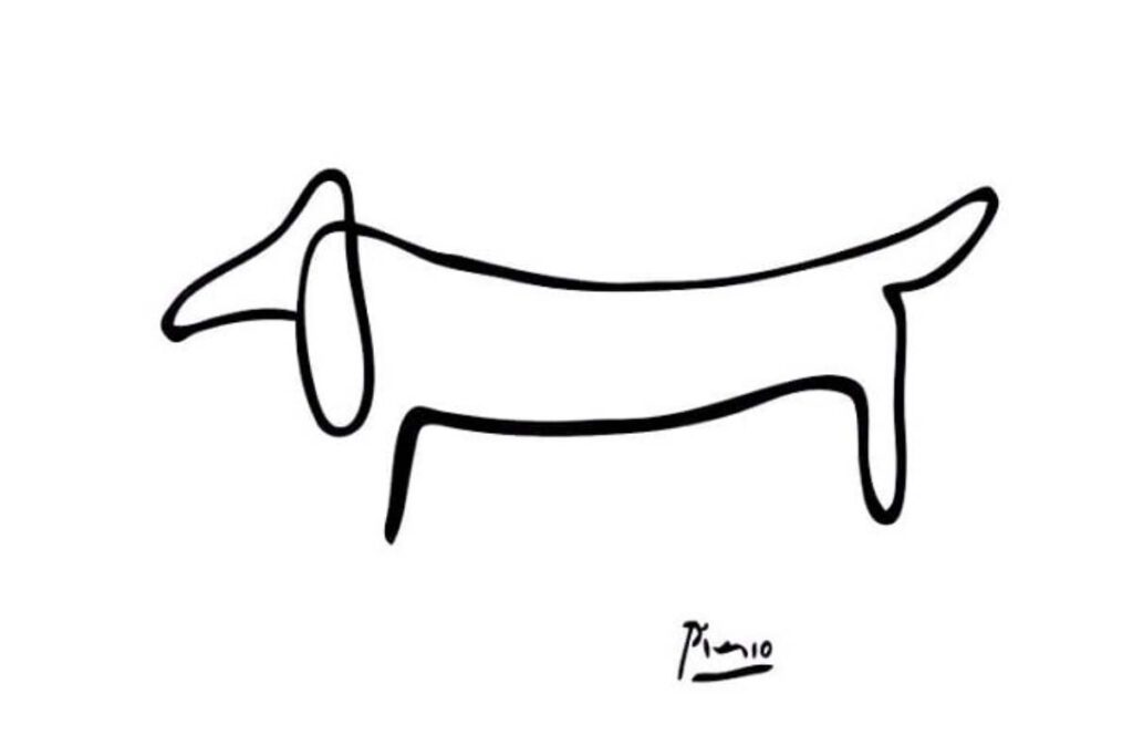 a drawing of a dog made with just one line