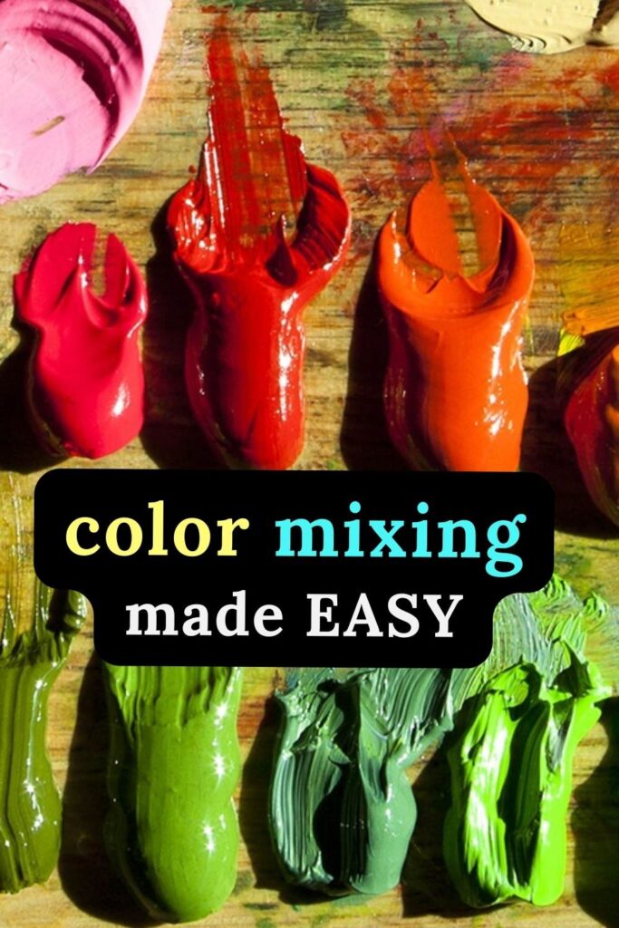an image of paints with the text "color mixing made easy on it