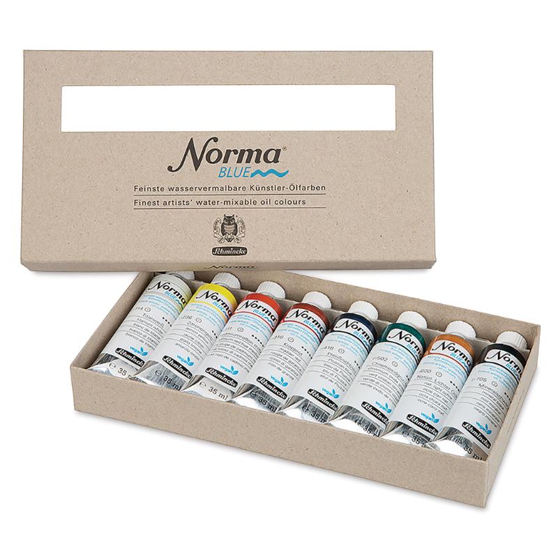 a photo of a box set of Schminke water mixable oil paints